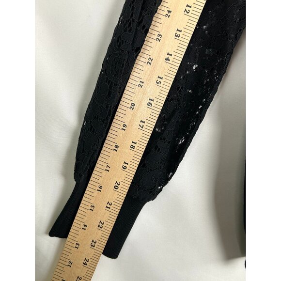 Liz Claiborne Womens Black Knit Sweater With Lace Sleeves & Tie Neck XXL-NWT - Picture 5 of 11